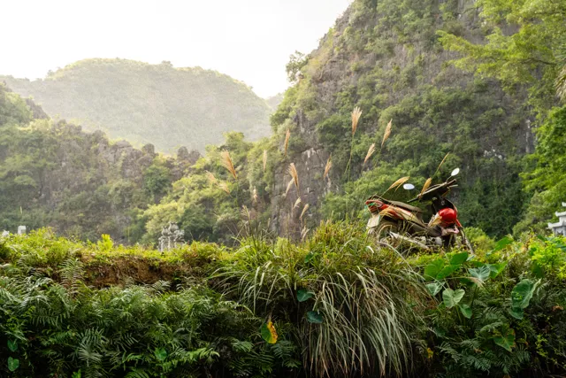 Paisaje montañoso con vegetación y senderos